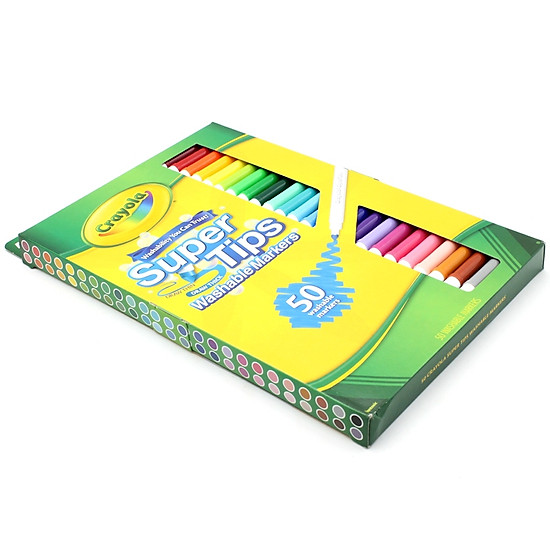 Hộp 50 bút lông màu super tips washable markers - crayola 585050 - ảnh sản phẩm 3