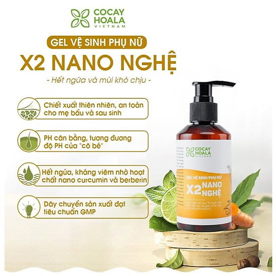 Gel vệ sinh phụ nữ giảm viêm ngứa x2 nano nghệ- cocayhoala- 150ml - ảnh sản phẩm 3