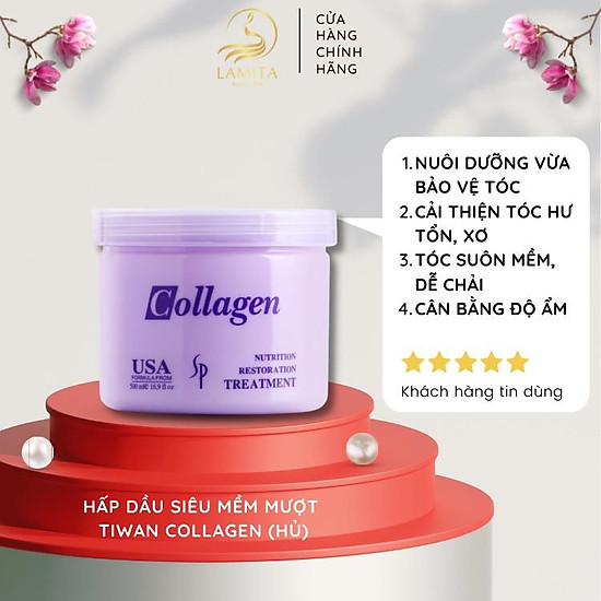 Hấp dầu tiwan collagen 500ml giúp phục hồi và bảo vệ tóc hư tổn lamita - ảnh sản phẩm 1