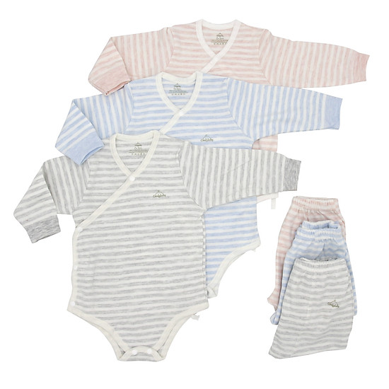 Set bodysuit sơ sinh 5 món comfybabykẻ sọc 100% cotton mềm mại - ảnh sản phẩm 7