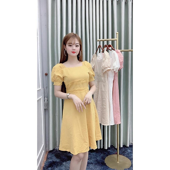 Đầm suông rộng đơn giản vải đũi linen- Váy suông nhún eo kèm túi hông Đũi  Việt - MixASale