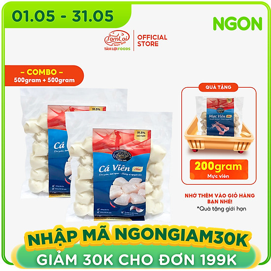 Combo 2 gói cá viên tâm lợi 500gr, loại cao cấp - đảm bảo sức khỏe - ảnh sản phẩm 1