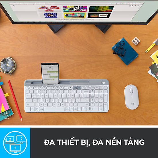 Mua Bàn phím không dây Bluetooth Logitech K580 - kết nối 2 thiết bị, pin 2 năm, mảnh gọn, phù hợp PC/ iPad/ Điện thoại - Màu trắng - Hàng chính hãng tại Tiki Trading