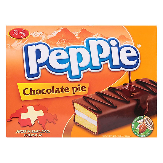 Bánh Peppie Kem Phủ Socola (240g/Hộp 12 Gói)