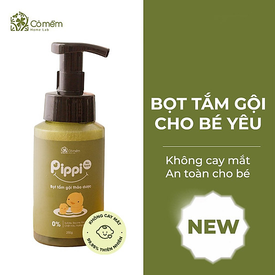 Bọt tắm gội thảo dược pippi cho bé sơ sinh không cay mắt cỏ mềm 250g - ảnh sản phẩm 1