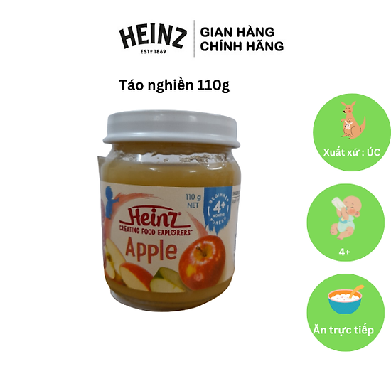 Dinh dưỡng đóng lọ táo nghiền heinz 110g cho bé từ 4 tháng tuổi - ảnh sản phẩm 1