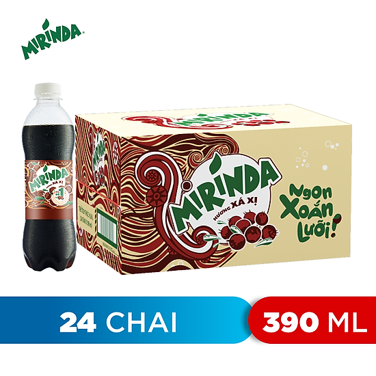 Thùng 24 chai nước giải khát mirinda xá xị 390ml chai - ảnh sản phẩm 1