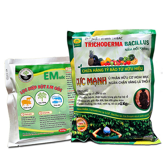 Combo 1 gói chế phẩm em gốc và 1kg nấm đối kháng trichoderma tribac. ủ - ảnh sản phẩm 2