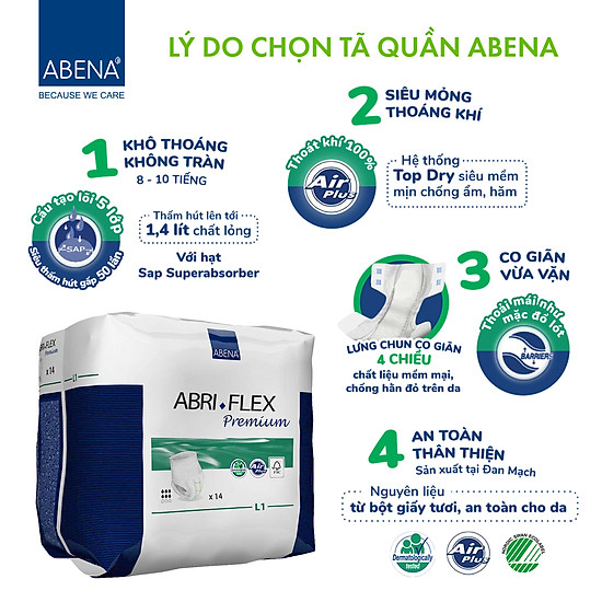 Combo 3 sản phẩm tã quần người lớn abena abri flex premium l1- giảm 10% - ảnh sản phẩm 2