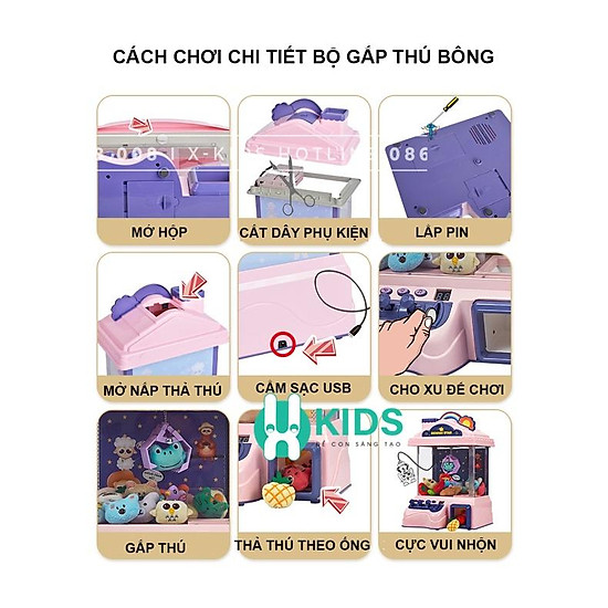 Máy gắp thú bông mini cho bé kích thước lớn kèm xu đếm thời gian - ảnh sản phẩm 3