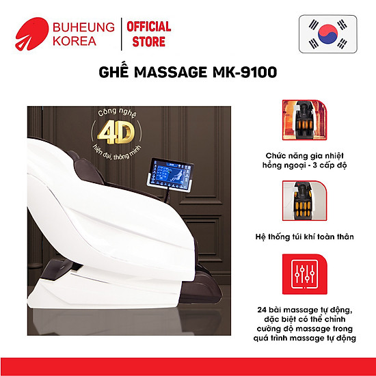 Ghế massage thương gia buheung mk-9100 4d king royal, hệ thống túi khí - ảnh sản phẩm 3