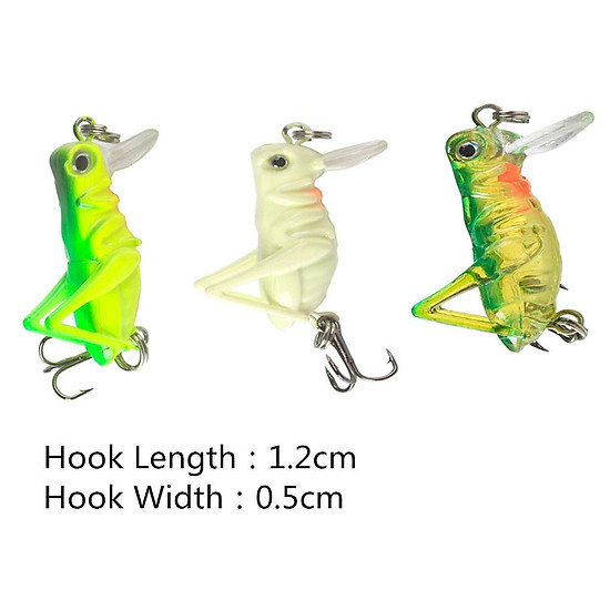 3pcs Plastic 3D Eye Grasshopper Fishing Lure Luminous Locust Lure Hard Baits