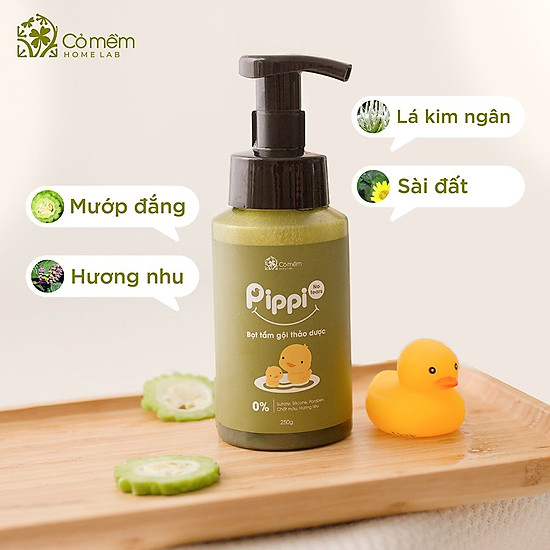 Bọt tắm gội thảo dược pippi cho bé sơ sinh không cay mắt cỏ mềm 250g - ảnh sản phẩm 7