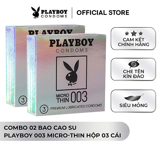 Bộ 2 bao cao su playboy 003 micro-thin hộp 3 cái - ảnh sản phẩm 1