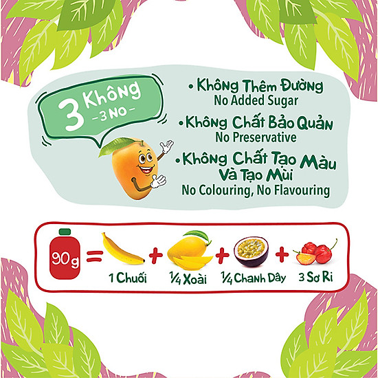 Trái cây xay nhuyễn nguyên chất andros fruit me up - xoài chuối chanh dây - ảnh sản phẩm 3