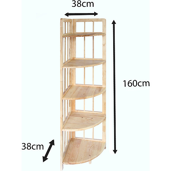 Kệ góc lớn 5 tầng phương lâm 38 x 38 x 160 cm - màu tự nhiên - ảnh sản phẩm 4