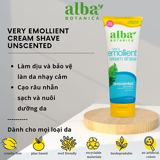 Kem cạo râu không mùi hương alba botanica very emollient cream shave - ảnh sản phẩm 2