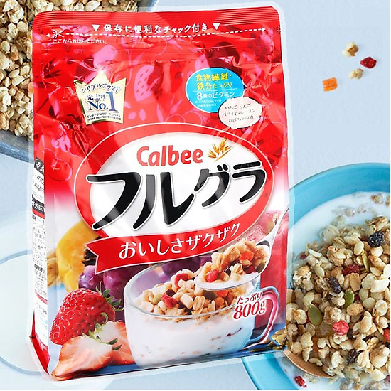 Kết quả hình ảnh cho Ngũ cốc sấy khô Calbee Nhật Bản 800g
