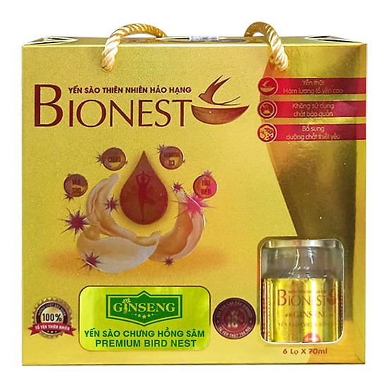 Hộp yến sào bionest ginseng hồng sâm cao cấp - hộp tiết kiệm 6 lọ - ảnh sản phẩm 1