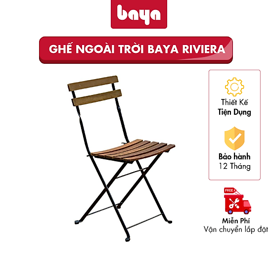 Ghế café gỗ ngoài trời xếp gọn chịu lực baya riviera thiết kế khung kim - ảnh sản phẩm 1