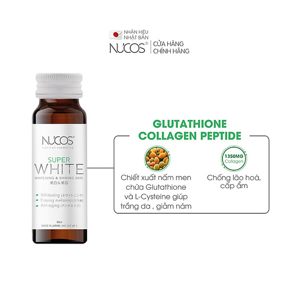 Combo 3 hộp collagen trắng da mờ thâm nám nucos super white 3x50mlx10chai - ảnh sản phẩm 4