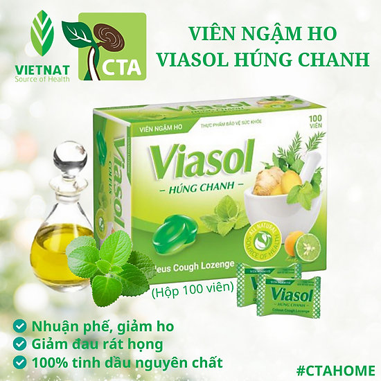 Viên ngậm thảo mộc húng chanh viasol hổ trợ giảm ho - hộp 100 viên - ảnh sản phẩm 1