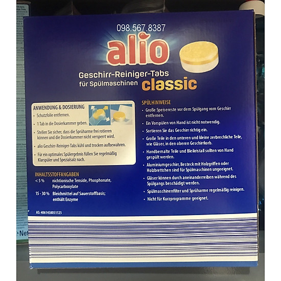 Viên rửa chén alio 100 tabs classic geschirr - ảnh sản phẩm 2