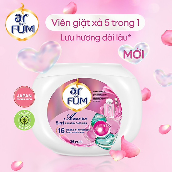 Viên giặt xả arfum 5 trong 1 mới lưu hương lâu 16 tuần, khử khuẩn 99% - ảnh sản phẩm 2