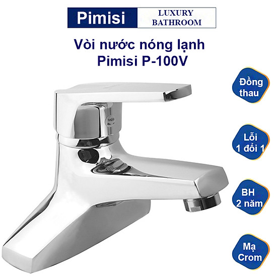 Vòi nước nóng lạnh lavabo pimisi 100v bằng đồng cho nhà tắm hàng chính hãng - ảnh sản phẩm 1