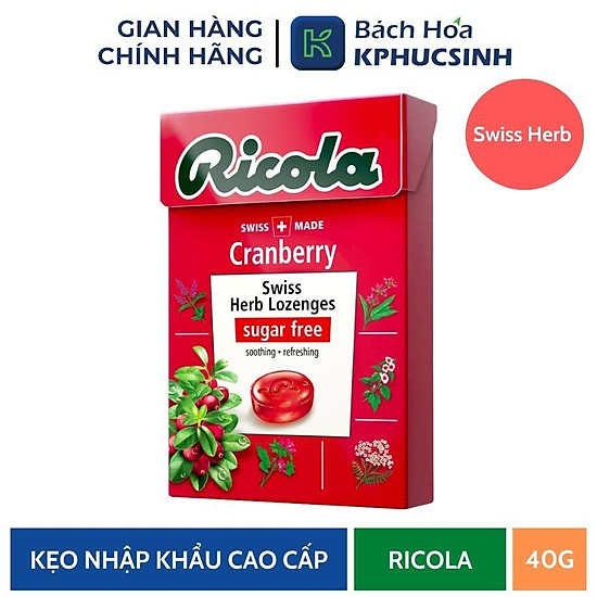 Kẹo thảo mộc trái cây cranberry ricola 40g kphucsinh - ảnh sản phẩm 2