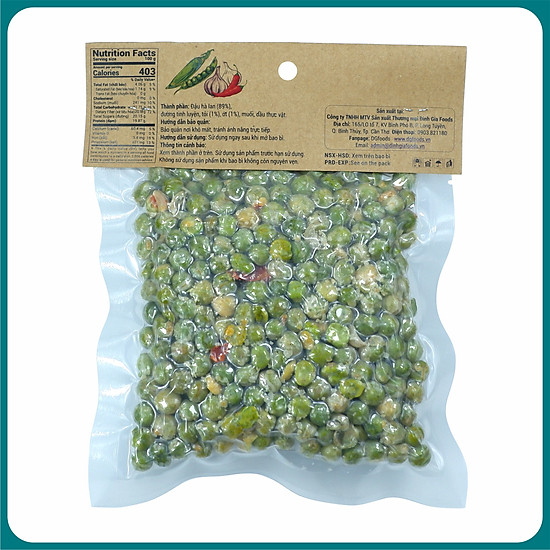 100g đậu hà lan tỏi ớt dgfoods chili & garlic coated green peas - ảnh sản phẩm 2