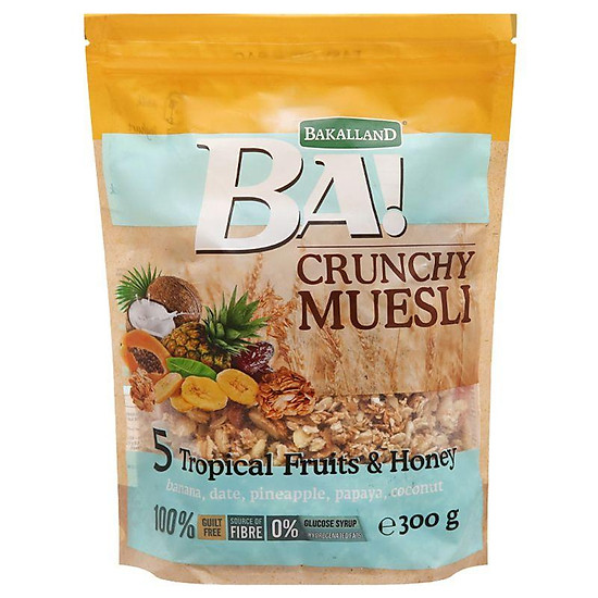 Ngũ cốc bakalland crunchy muesli 5 loại trái cây nhiệt đới và mật ong túi - ảnh sản phẩm 1