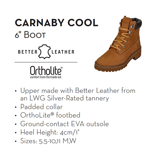 Original timberland giày boot nữ carnaby cool 6inch wheat nubuck tb0a5vpz24 - ảnh sản phẩm 7