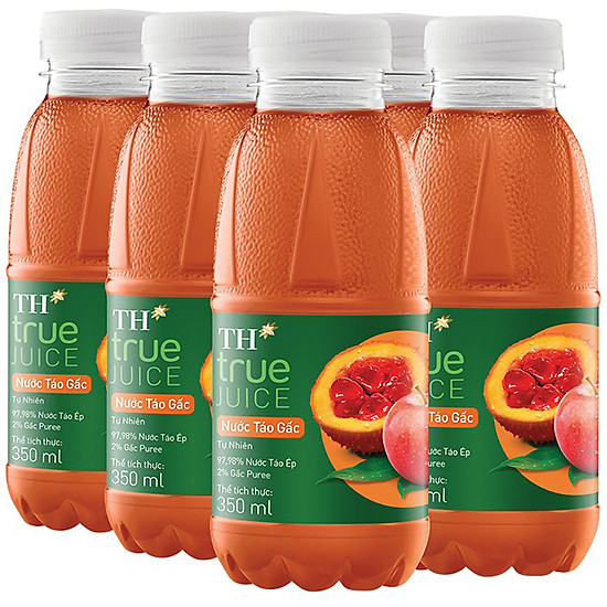 Lốc 6 chai nước trái cây th true juice táo gấc tự nhiên 350ml - ảnh sản phẩm 2