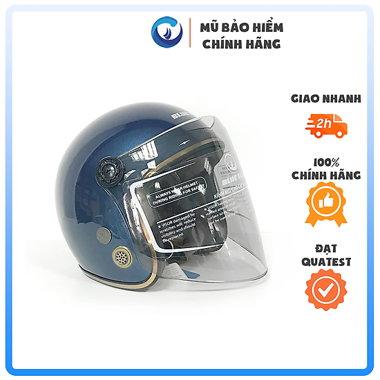 Mũ bảo hiểm 3 4 blue sea - có kính chắn gió cao cấp - ảnh sản phẩm 2