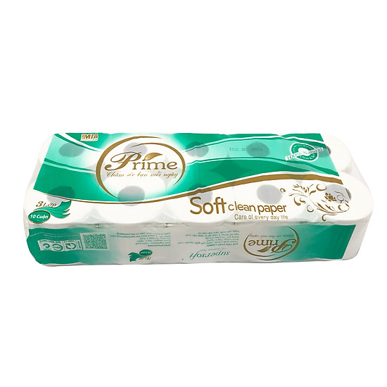 Giấy vệ sinh 10 cuộn 3 lớp xanh có lõi prime 1.5kg dây 10 cuộn toilet paper - ảnh sản phẩm 2