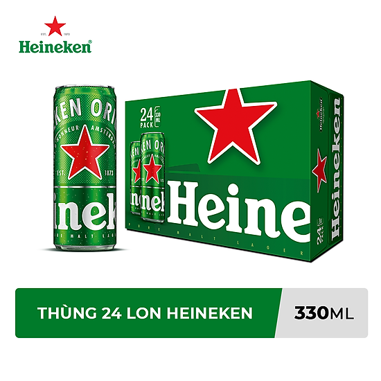 Thùng bia heineken 24 lon cao sleek 330ml lon - ảnh sản phẩm 1