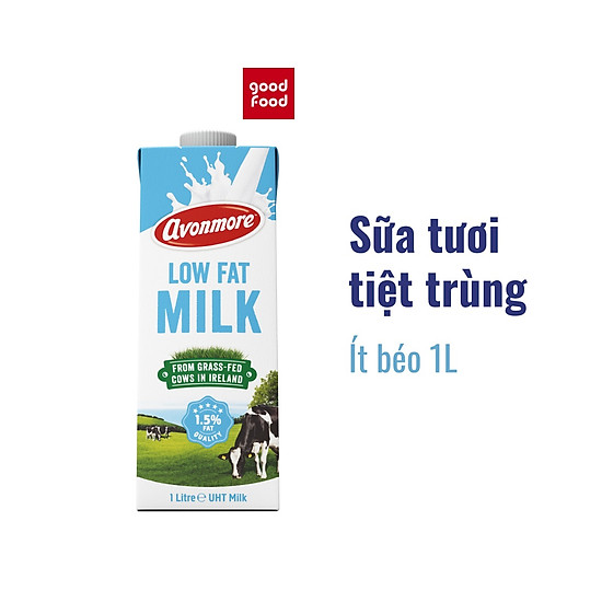 Sữa tươi ít béo tiệt trùng không đường avonmore uht low fat milk 1l - ảnh sản phẩm 1