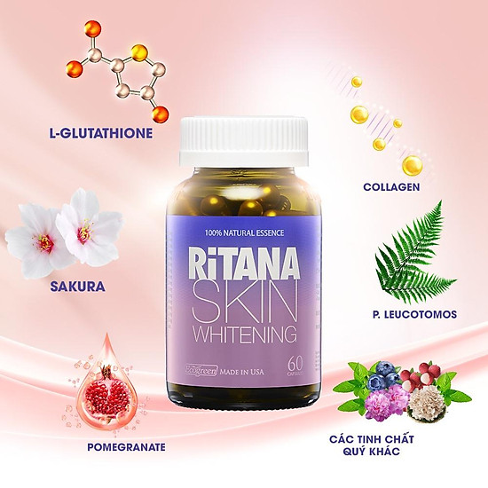 Viên uống ritana trắng da mờ sạm nám với l-glutathion, sakura, pomegranate - ảnh sản phẩm 4