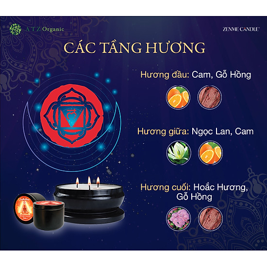 Nến thơm - zenme - luân xa 1 - mang đến sự tĩnh lặng - ảnh sản phẩm 5