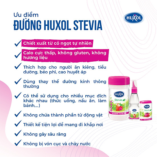 Combo đường ăn kiêng sweetener huxol -1xcỏ ngọt stevia 300v - ảnh sản phẩm 7