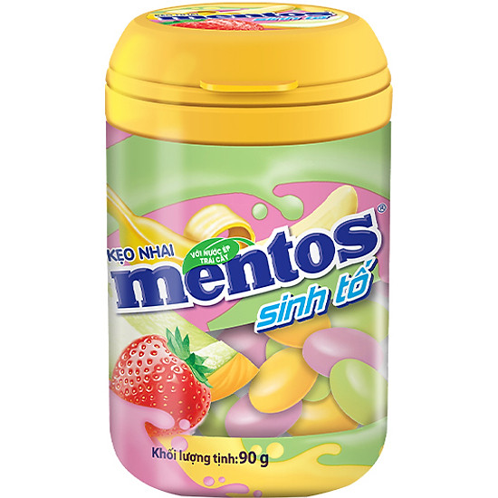 Kẹo nhai mentos sinh tố hương dâu, chuối, dưa lưới hộp 6 hũ - ảnh sản phẩm 3