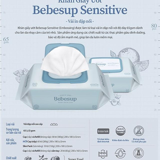 Khăn ướt bebesup sensitive số 1 hàn quốc - ảnh sản phẩm 2