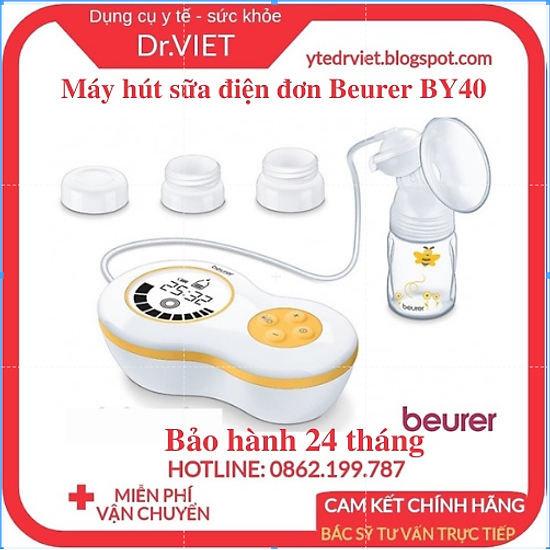 Bộ máy hút sữa điện đơn beurer by40 chính hãng công nghệ hút chân không - ảnh sản phẩm 1