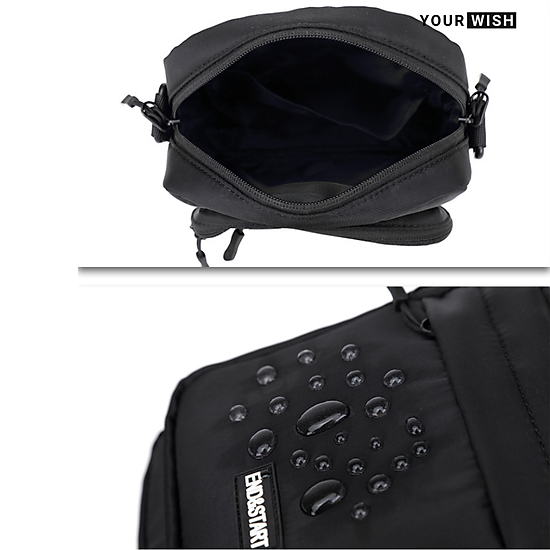 Túi đeo chéo messenger nam nữ thời trang phong cách hiện đại vải đen chống - ảnh sản phẩm 10