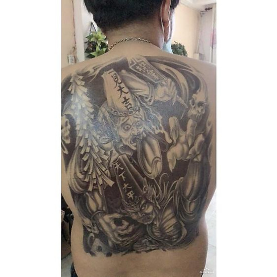 Mua Hình xăm dán kín lưng tattoo full lưng đôi cánh thiên thần 34x48cm -  TB-001 tại MTPshop