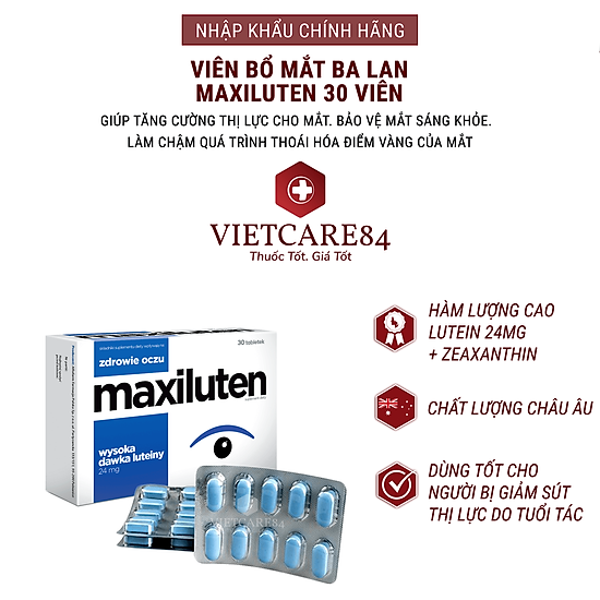 Bộ sản phẩm 3 hộp viên uống bổ mắt nhập khẩu chính hãng maxilutengiúp tăng - ảnh sản phẩm 2