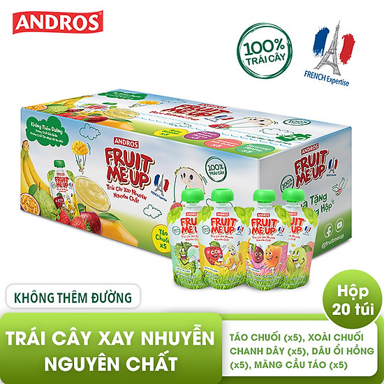 Trái cây xay nhuyễn nguyên chất andros fruit me up - hỗn hợp 4 vị - ảnh sản phẩm 1