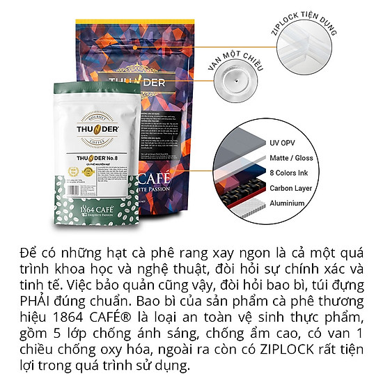 454g cà phê bột catimor tinh khiết pha phin gu việt 1864 café - ảnh sản phẩm 7