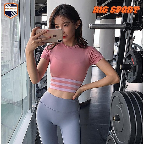 Áo thun thể thao nữ tập gym, yoga ôm body croptop cao cấp big sport - ảnh sản phẩm 1